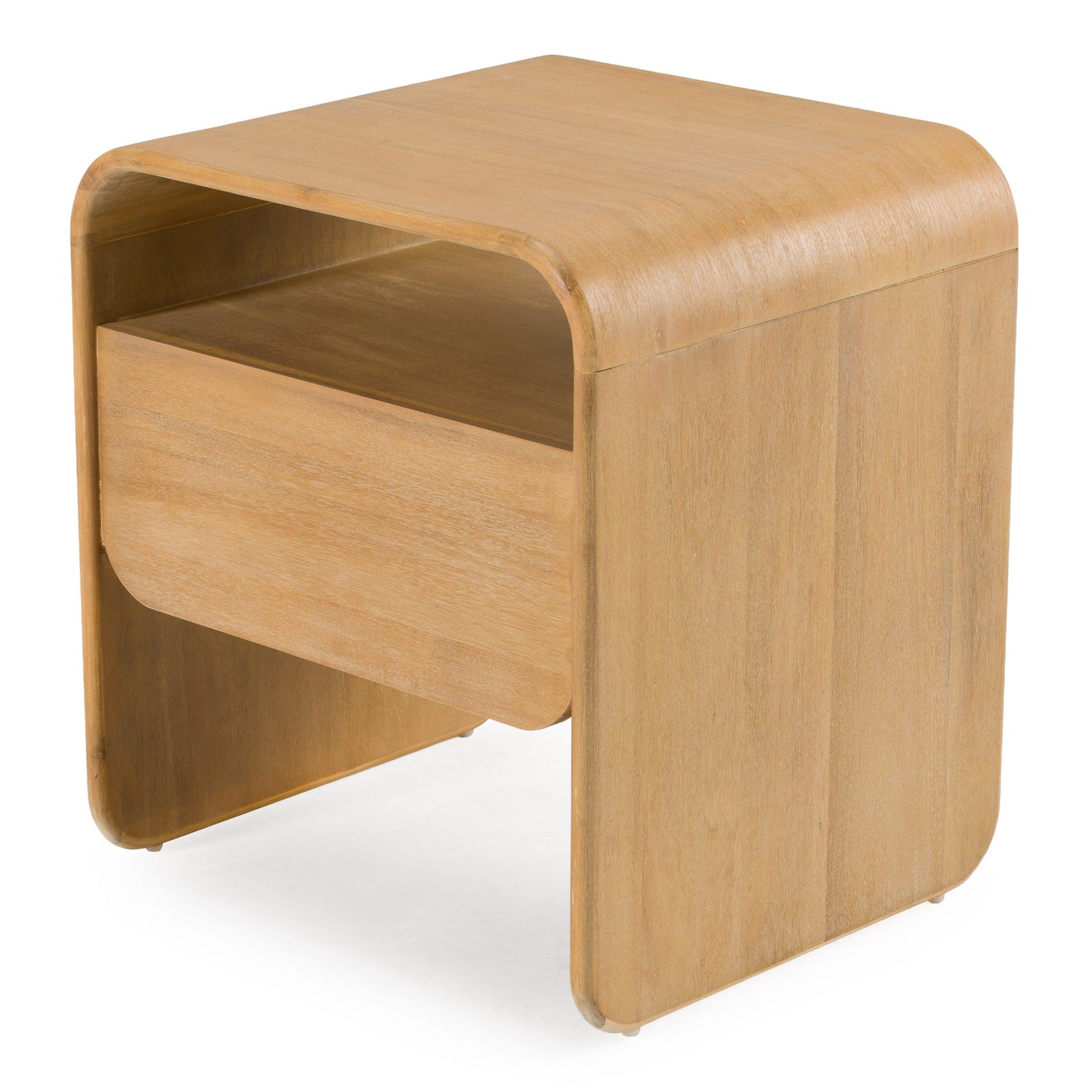 Modrest Dresden Modern 1-Drawer Nightstand – Natural Acacia Wood - Contemporary Bedside Table