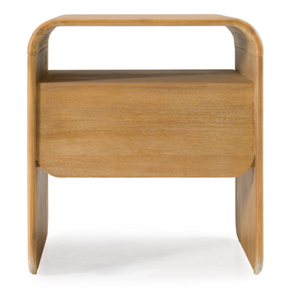 Modrest Dresden Modern 1-Drawer Nightstand – Natural Acacia Wood - Contemporary Bedside Table