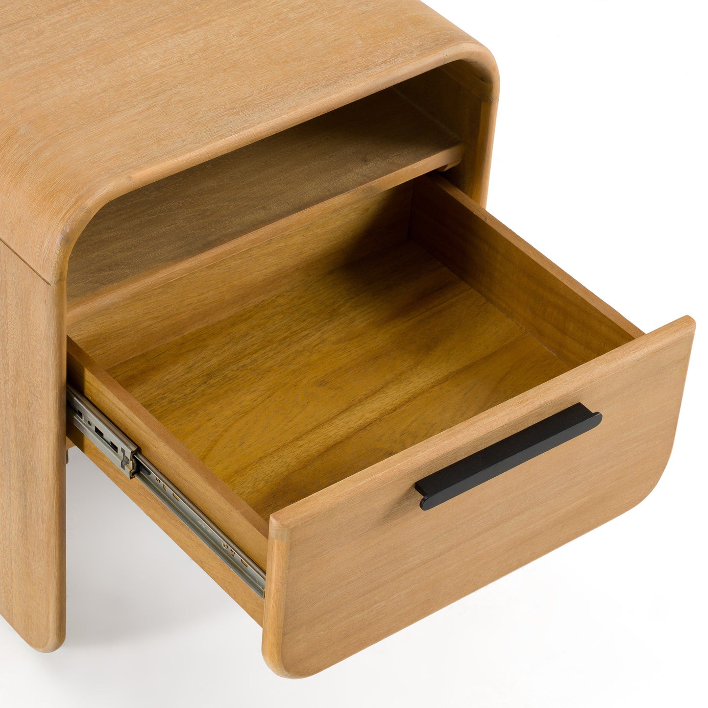 Modrest Dresden Modern 1-Drawer Nightstand – Natural Acacia Wood - Contemporary Bedside Table