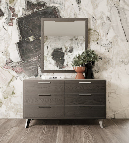 Soria Grey Wash Veneer Dresser with 6 Drawers