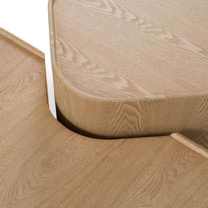 Modrest Quillen Modern Nesting Coffee Table Set – Natural Ash Wood - Space-Saving Contemporary Design