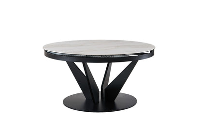 Modrest Alberta Extendable Dining Table – Modern Black & White Ceramic with Oval Design (59”/86.5”)