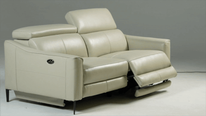 Eden Grey Leather Power Reclining Sofa
