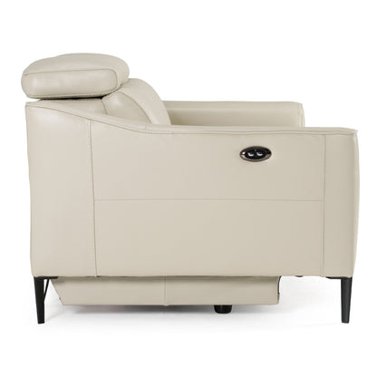 Eden Grey Leather Power Reclining Sofa
