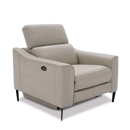 Eden Grey Leather Power Reclining Armchair