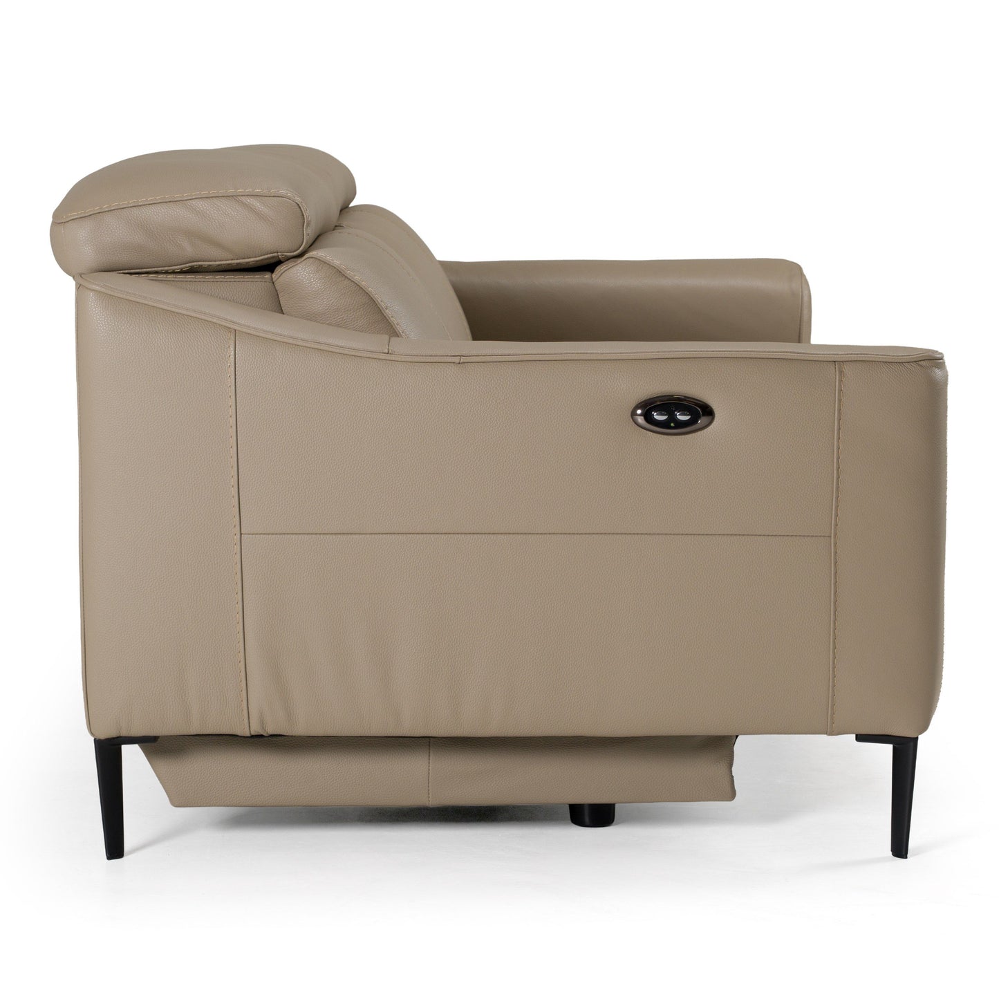 Eden Modern Taupe Leather Loveseat with 2 Recliners