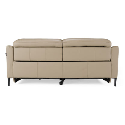 Eden Modern Taupe Leather Loveseat with 2 Recliners