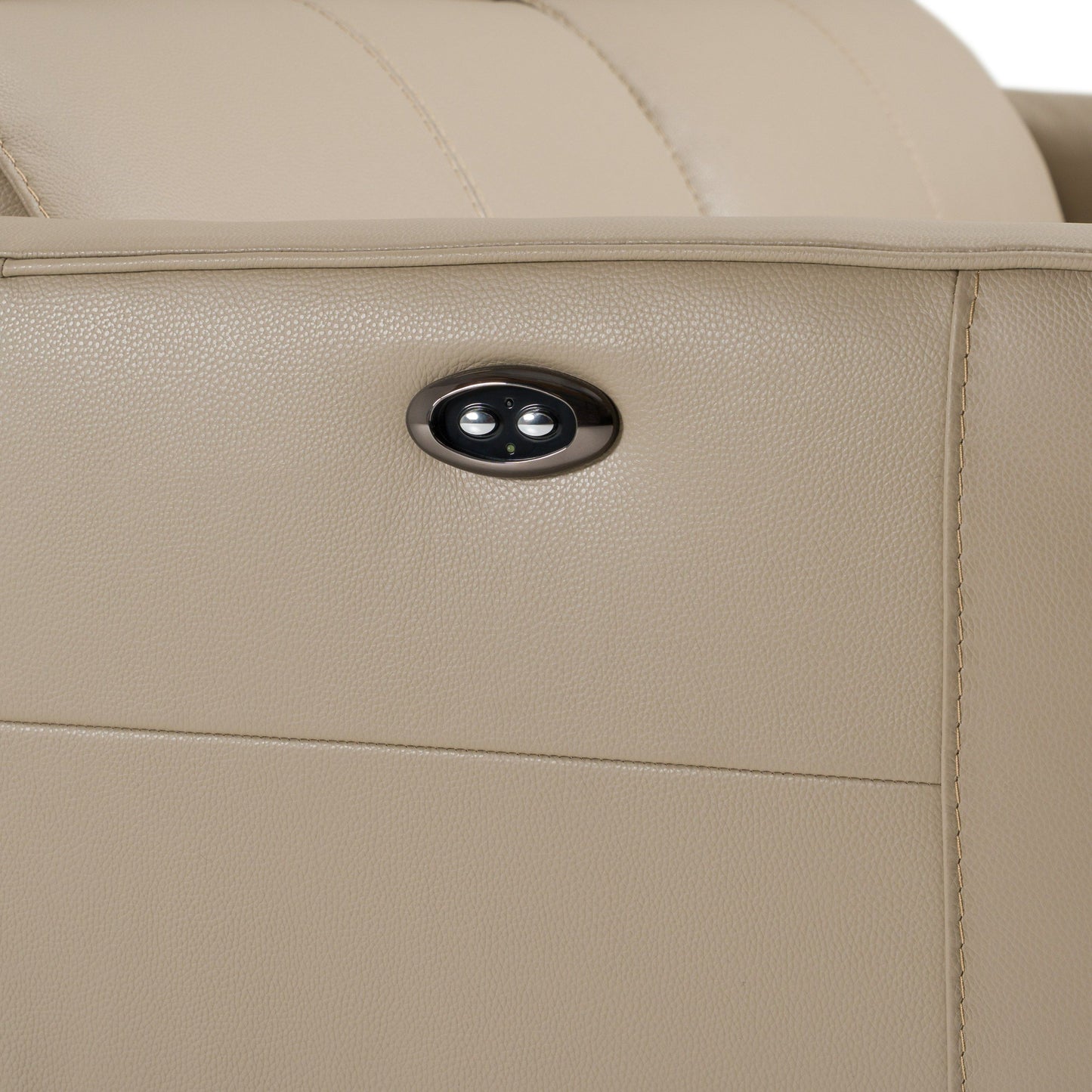 Eden Modern Taupe Leather Loveseat with 2 Recliners