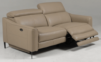 Eden Modern Taupe Leather Loveseat with 2 Recliners