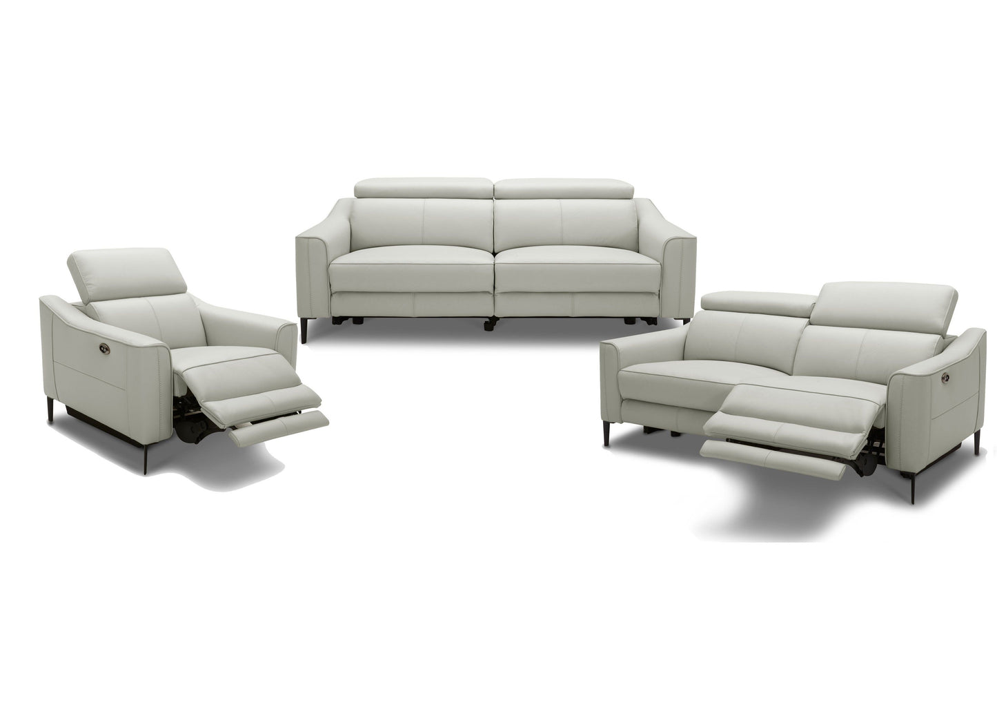 Eden Grey Leather Power Reclining Sofa Set