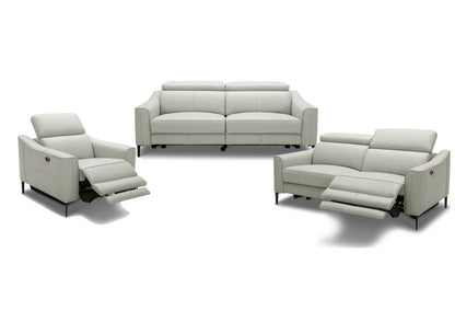 Eden Grey Leather Power Reclining Sofa Set