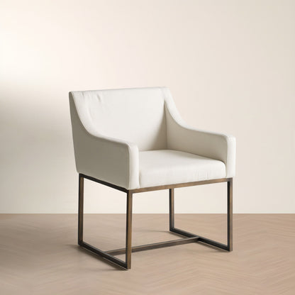 Elijah Off White and Copper Antique Brass Dining Chair