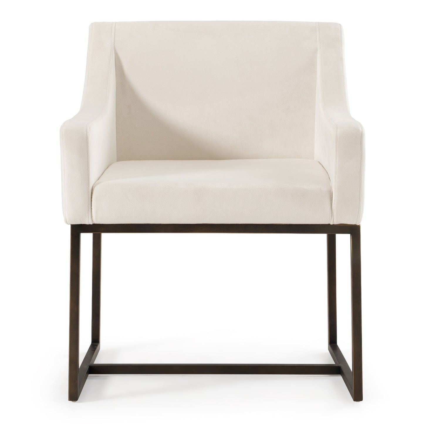 Elijah Beige and Copper Antique Brass Dining Chair