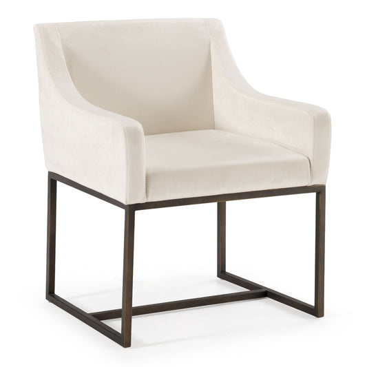 Elijah Beige and Copper Antique Brass Dining Chair