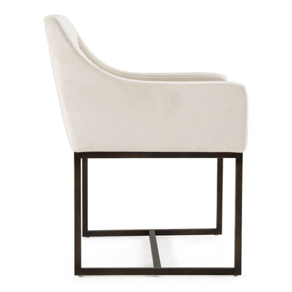 Elijah Beige and Copper Antique Brass Dining Chair