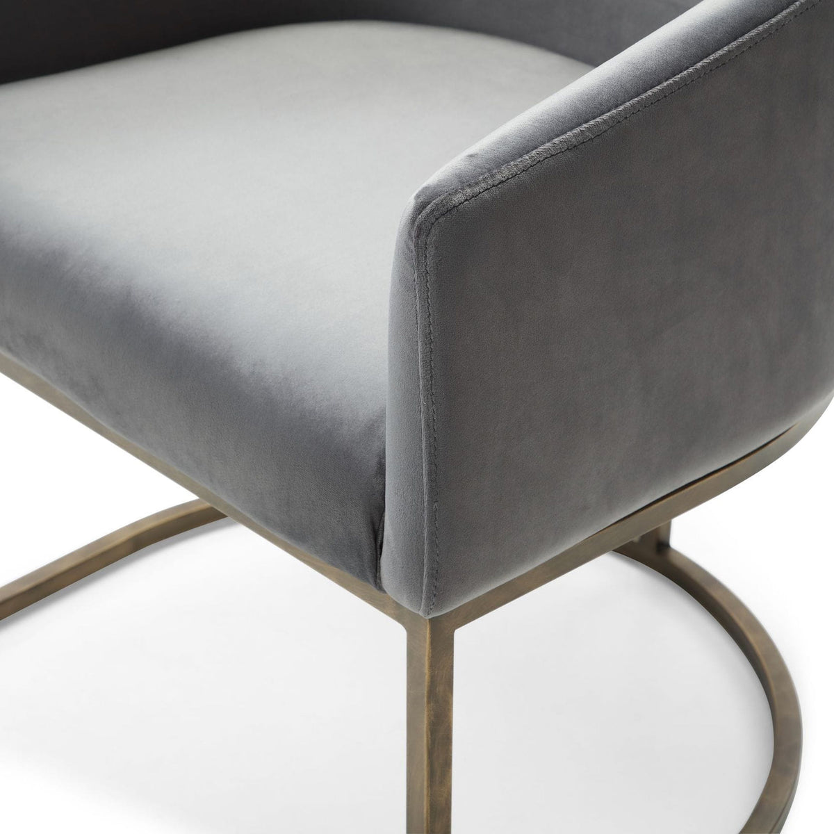 Elisa Grey Velvet and Brass Dining Chair