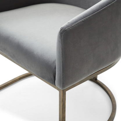 Elisa Grey Velvet and Brass Dining Chair