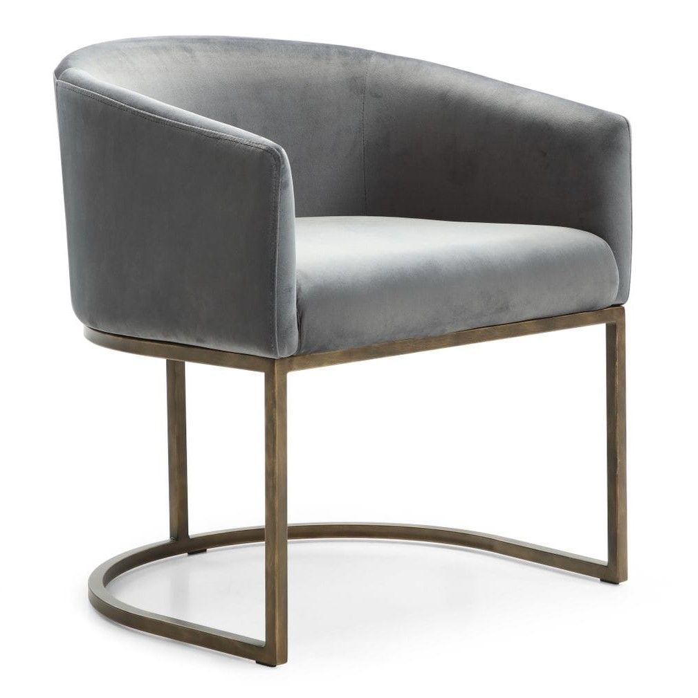 Elisa Grey Velvet and Brass Dining Chair