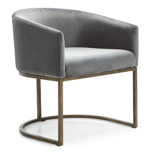 Elisa Grey Velvet and Brass Dining Chair