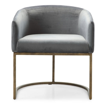 Elisa Grey Velvet and Brass Dining Chair