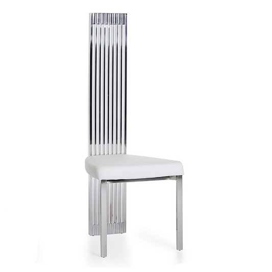 Elise White Leatherette Dining Chair with Stainless Steel Frame