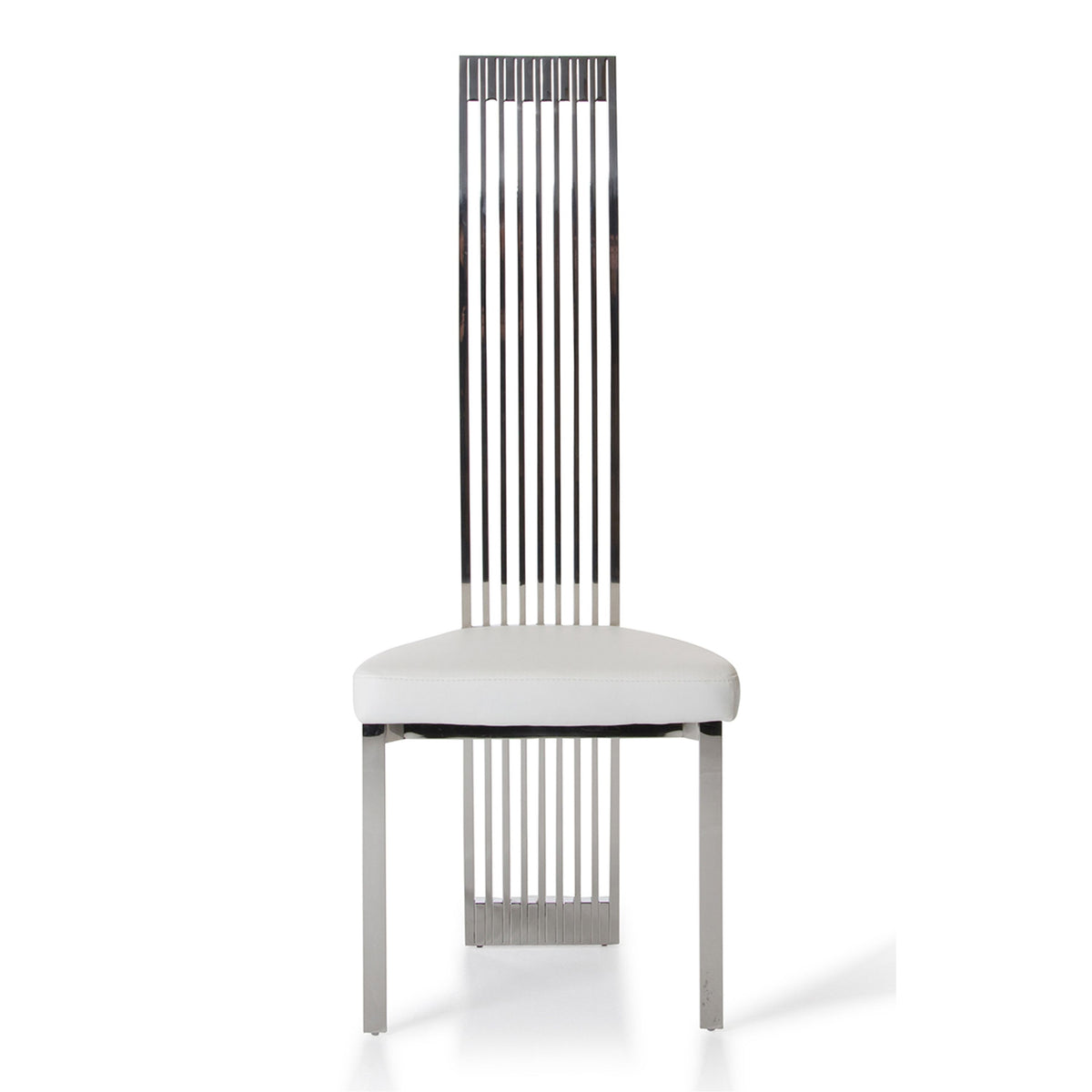 Elise White Leatherette Dining Chair with Stainless Steel Frame
