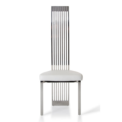 Elise White Leatherette Dining Chair with Stainless Steel Frame