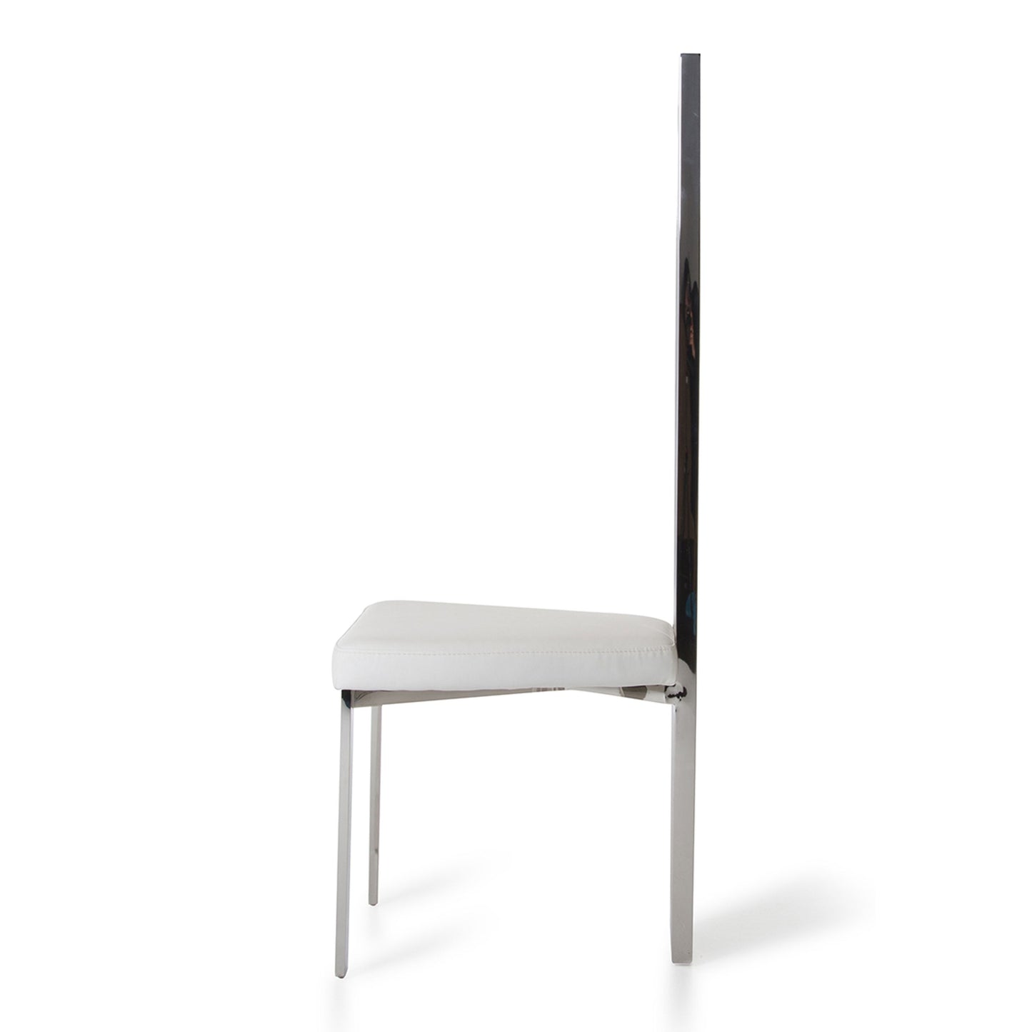 Elise White Leatherette Dining Chair with Stainless Steel Frame