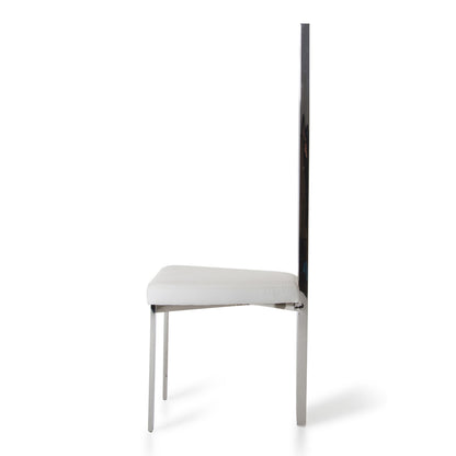 Elise White Leatherette Dining Chair with Stainless Steel Frame