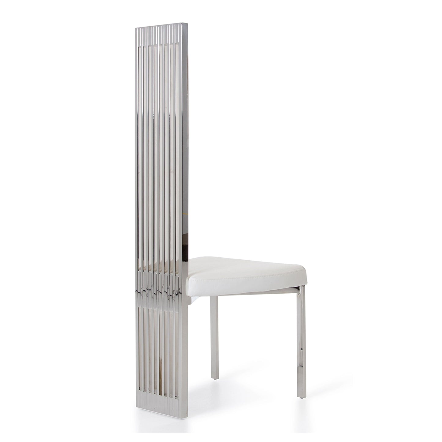 Elise White Leatherette Dining Chair with Stainless Steel Frame