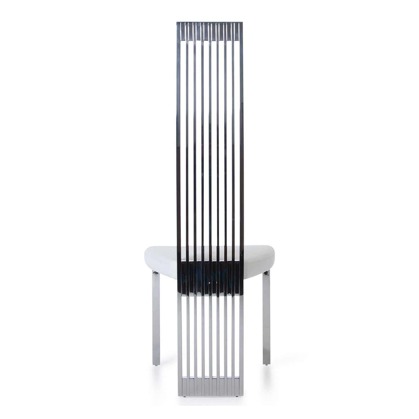 Elise White Leatherette Dining Chair with Stainless Steel Frame