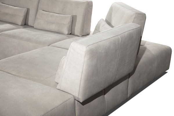 Coronelli Collezioni Hollywood - Italian Light Grey Leather LAF Chaise Sectional Sofa