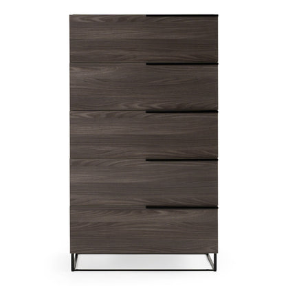 Enzo Italian Grey Oak Five Drawers Chest