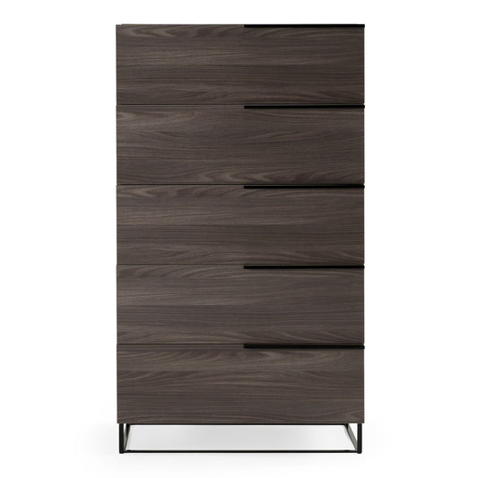 Enzo Italian Grey Oak Five Drawers Chest