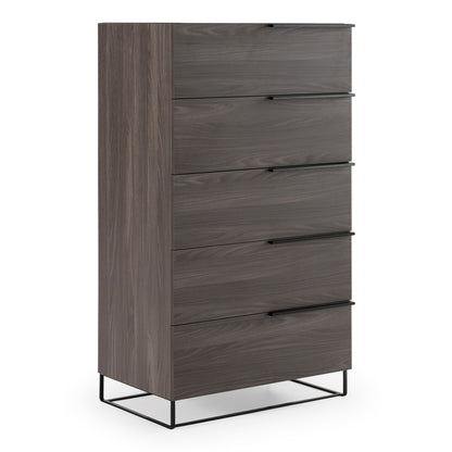 Enzo Italian Grey Oak Five Drawers Chest