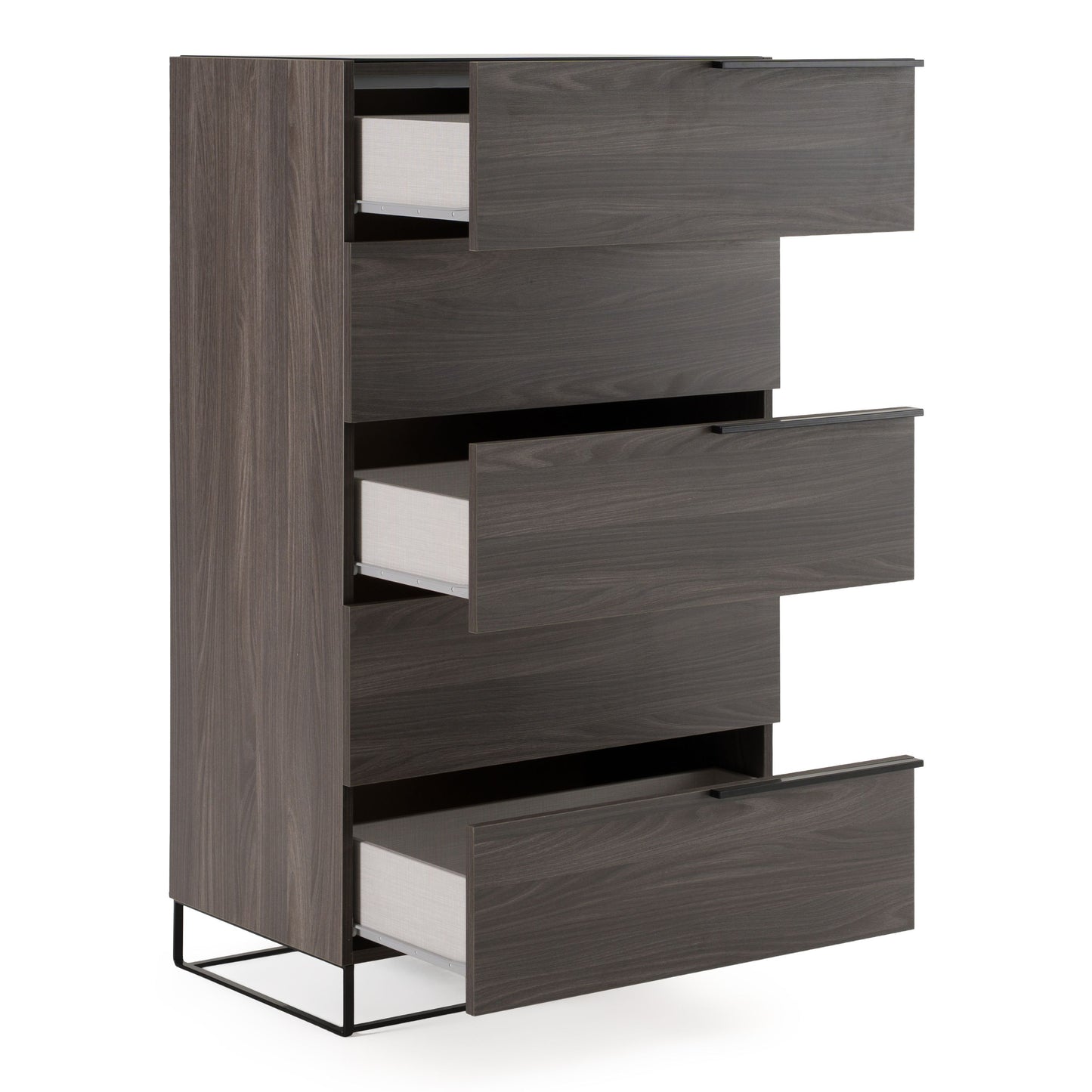Enzo Italian Grey Oak Five Drawers Chest