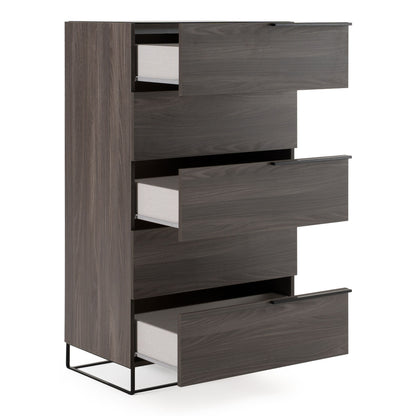 Enzo Italian Grey Oak Five Drawers Chest