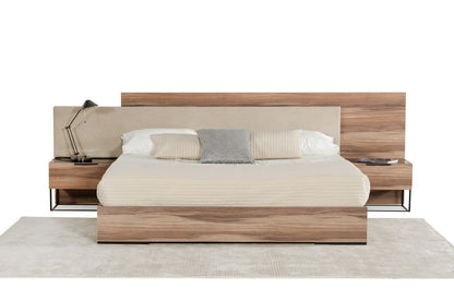 Matteo Italian Walnut with Fabric Bed and Nightstands
