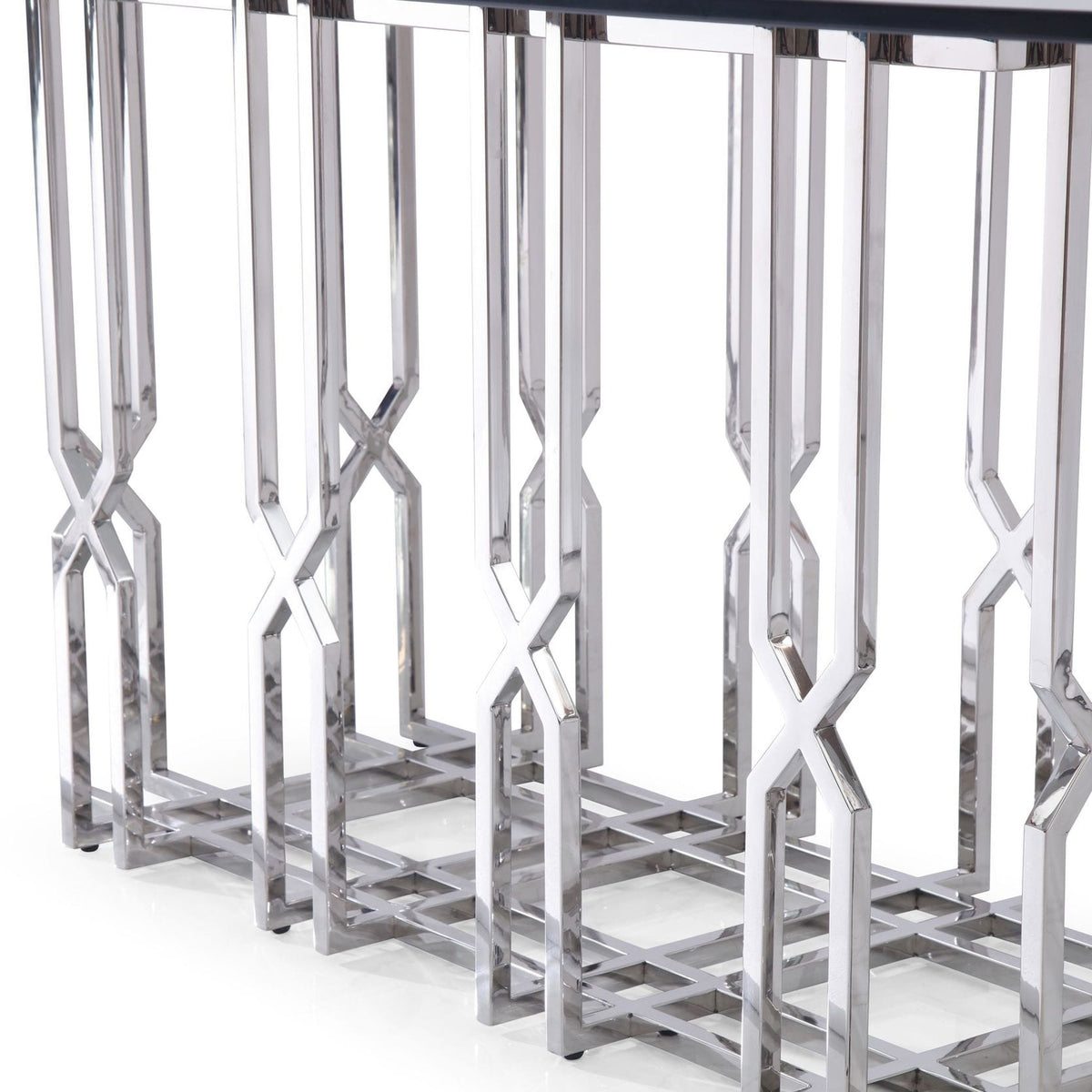 Ericson Glass and Stainless Steel Rectangular Dining Table