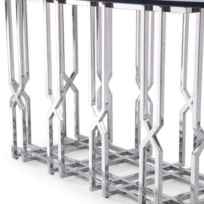 Ericson Glass and Stainless Steel Rectangular Dining Table