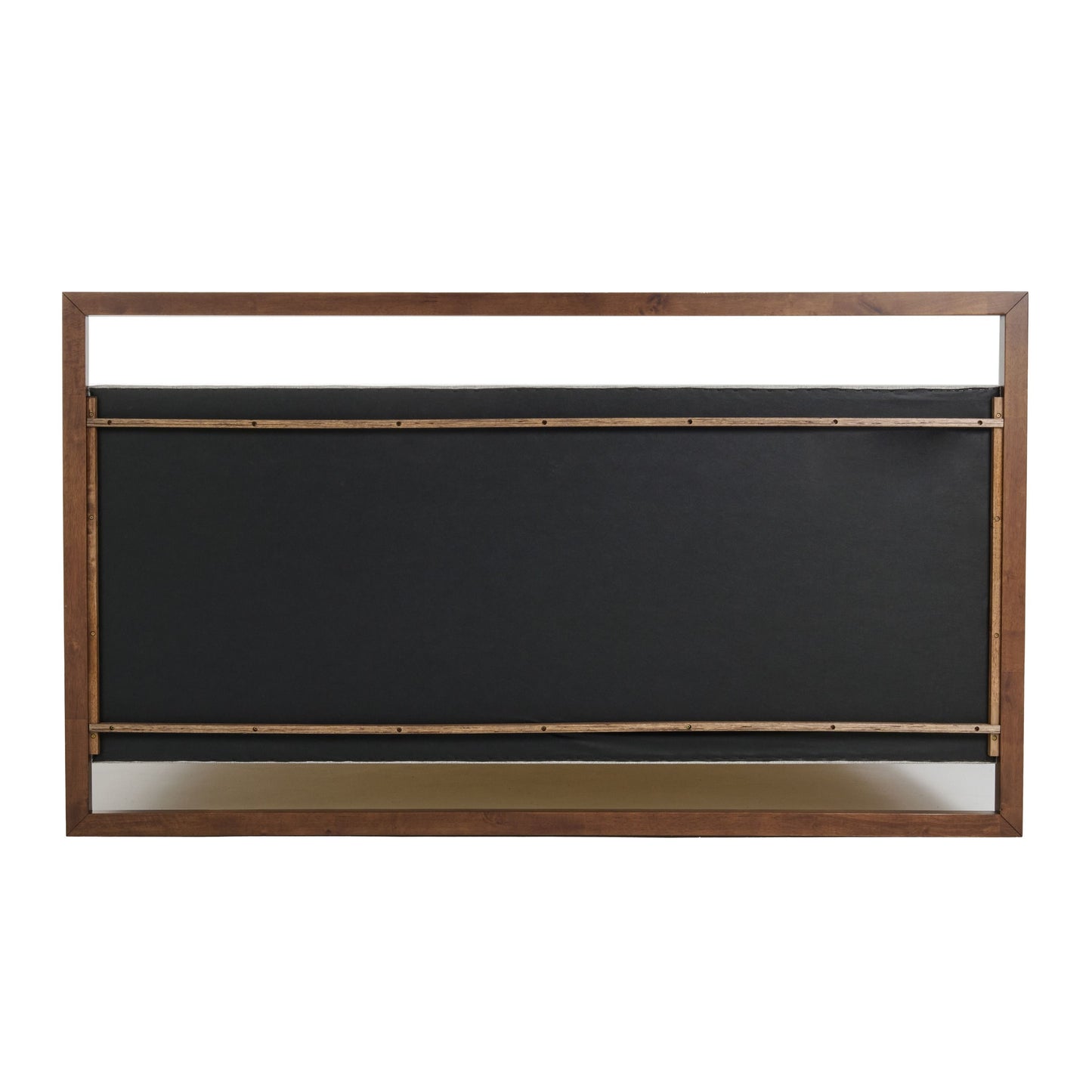 Falcor Grey Fabric and Walnut Platform Bed – Upholstered Headboard with Slatted Support