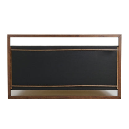 Falcor Grey Fabric and Walnut Platform Bed – Upholstered Headboard with Slatted Support