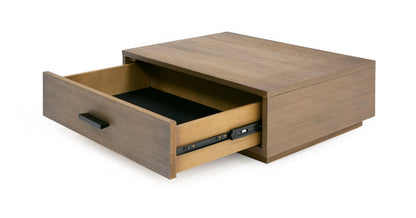 Fantasia Contemporary Walnut & Grey Bed with Two Nightstands