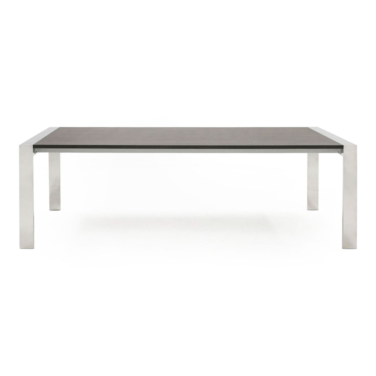 Fauna Elm Grey and Stainless Steel Chrome Dining Table