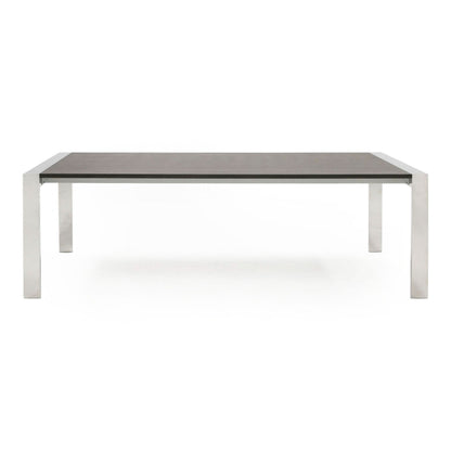 Fauna Elm Grey and Stainless Steel Chrome Dining Table
