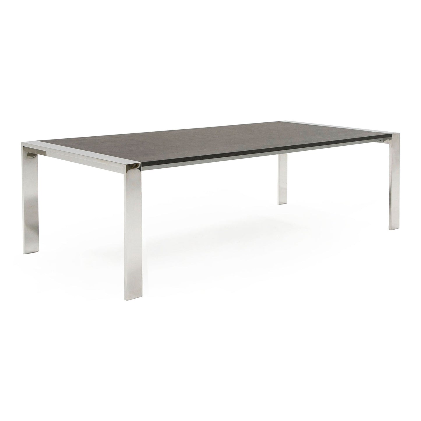 Fauna Elm Grey and Stainless Steel Chrome Dining Table