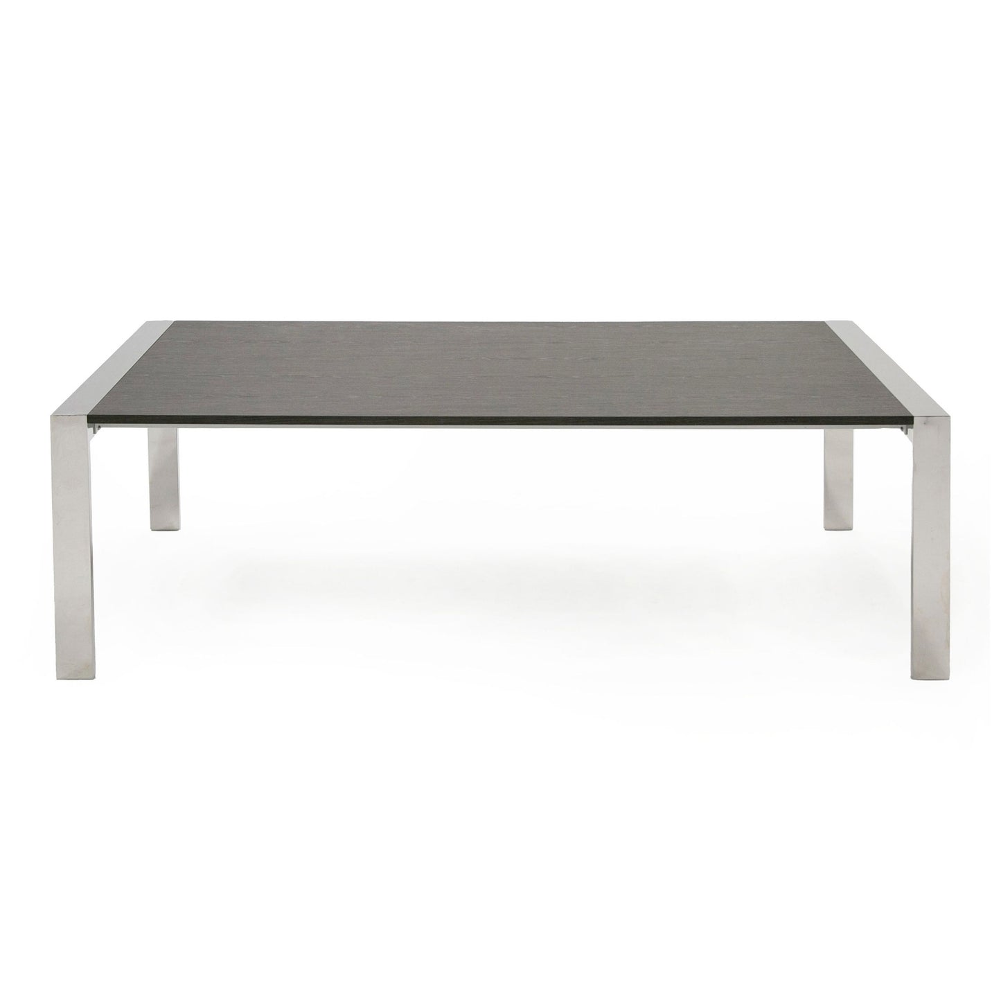 Fauna Elm Grey and Stainless Steel Chrome Dining Table