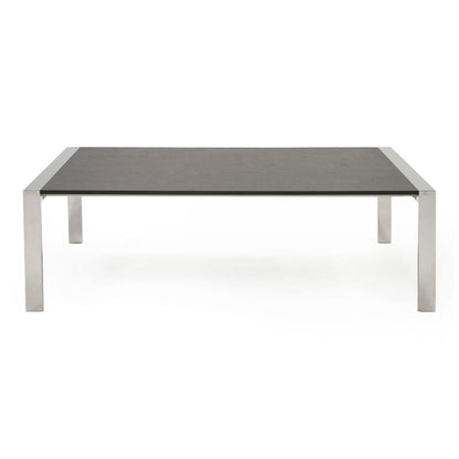 Fauna Elm Grey and Stainless Steel Chrome Dining Table