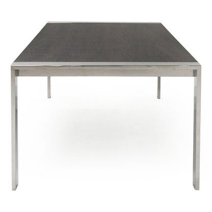Fauna Elm Grey and Stainless Steel Chrome Dining Table