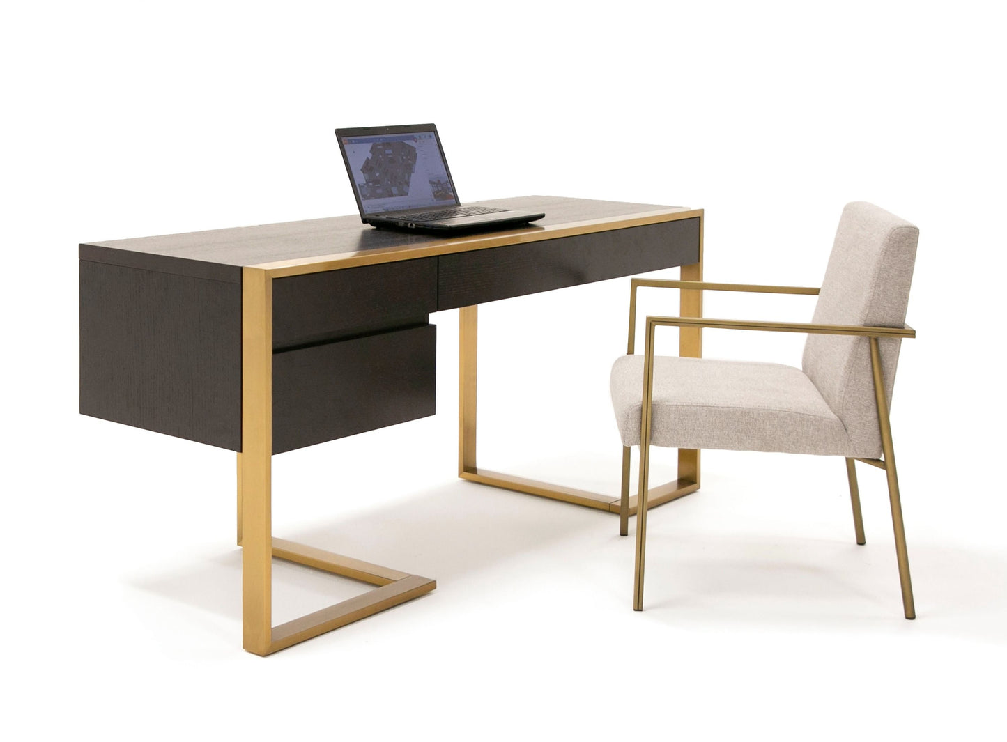 Modrest - Modern Fauna Wenge and Brass Desk